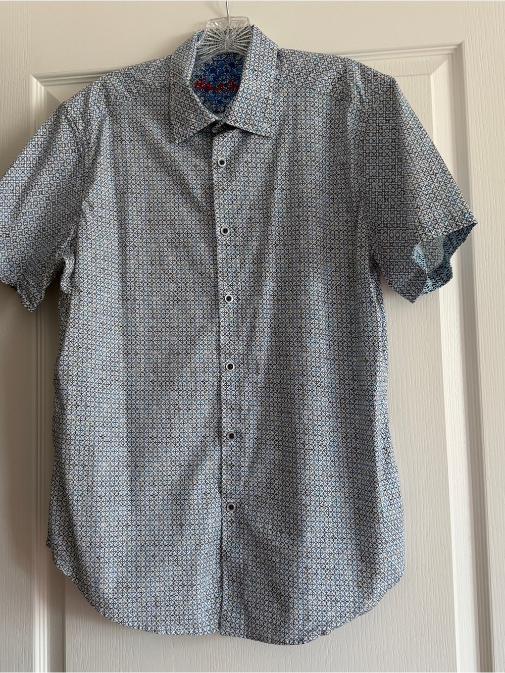 Robert Graham Light Blue Geometric Short-Sleeve Button-Down Shirt